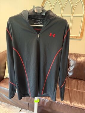Under Armour Black Quarter-Zip Performance Pullover with Red Trim